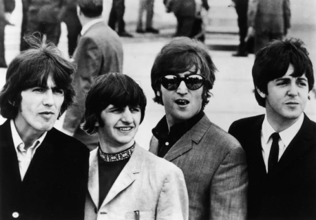 The Beatles on tarmac at JFK Airport